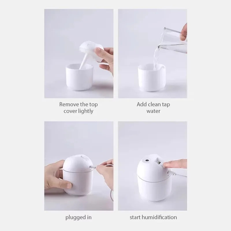 250ML USB Essential Oil Diffuser - Aroma Humidifier with LED Night Light for Home Bedroom Car Office