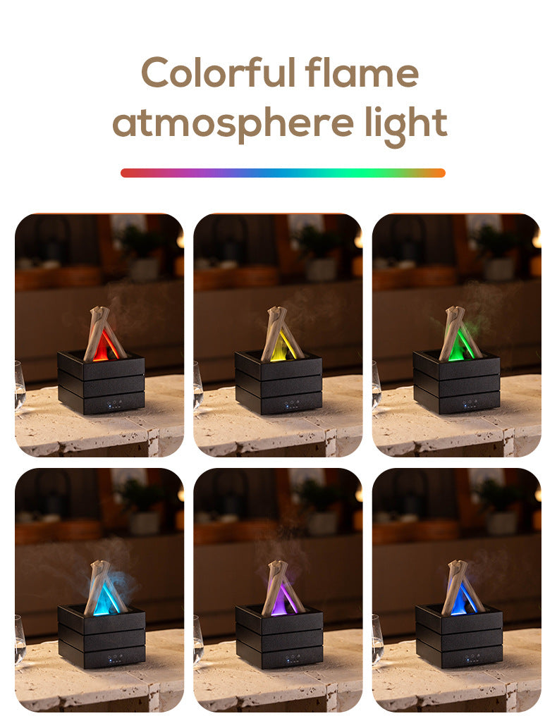 USB Flame Aroma Diffuser With Colorful Lights 280ml Large Fog Humidifier Timer Auto Power-Off Essential Oil Diffuser