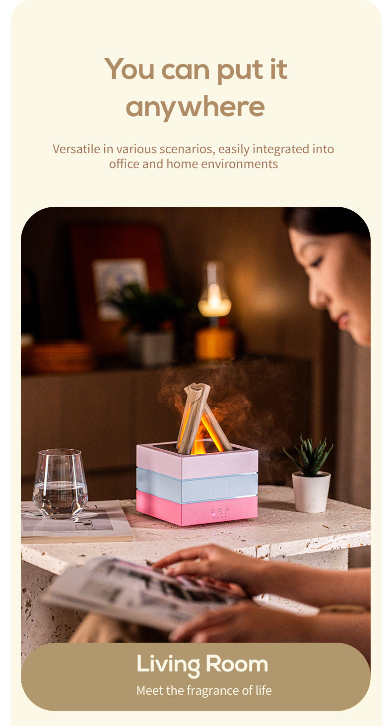 USB Flame Aroma Diffuser With Colorful Lights 280ml Large Fog Humidifier Timer Auto Power-Off Essential Oil Diffuser