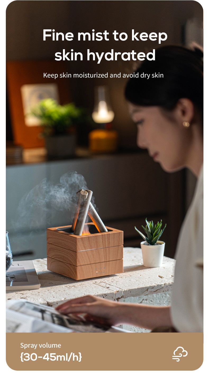 USB Flame Aroma Diffuser With Colorful Lights 280ml Large Fog Humidifier Timer Auto Power-Off Essential Oil Diffuser