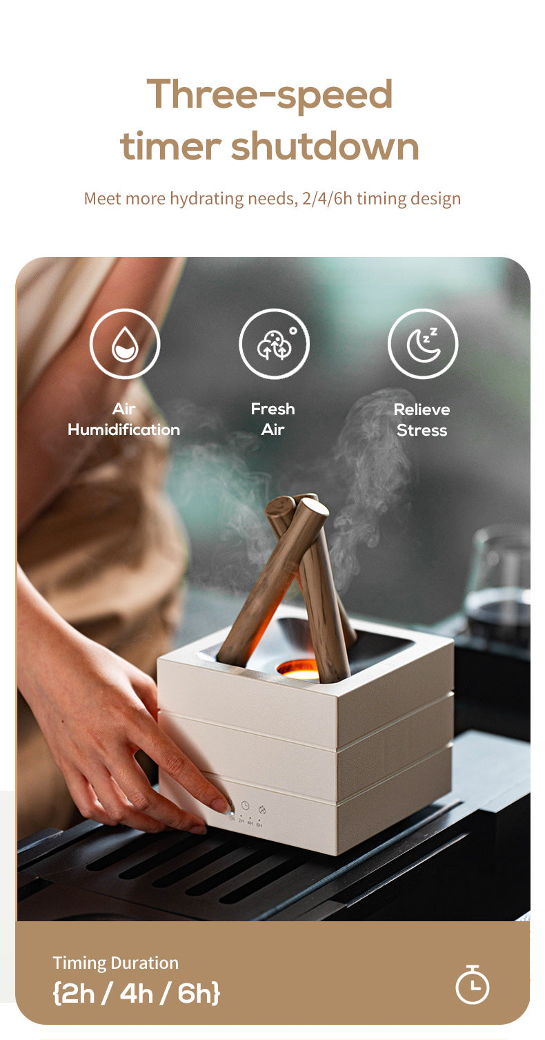 USB Flame Aroma Diffuser With Colorful Lights 280ml Large Fog Humidifier Timer Auto Power-Off Essential Oil Diffuser