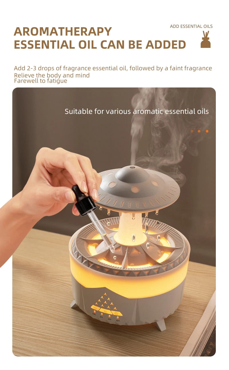 Creative UFO Aroma Diffuser Sprayer Air Humidifier with Water Mist Ring Works with Essential Oil Releases Fine Water Mists
