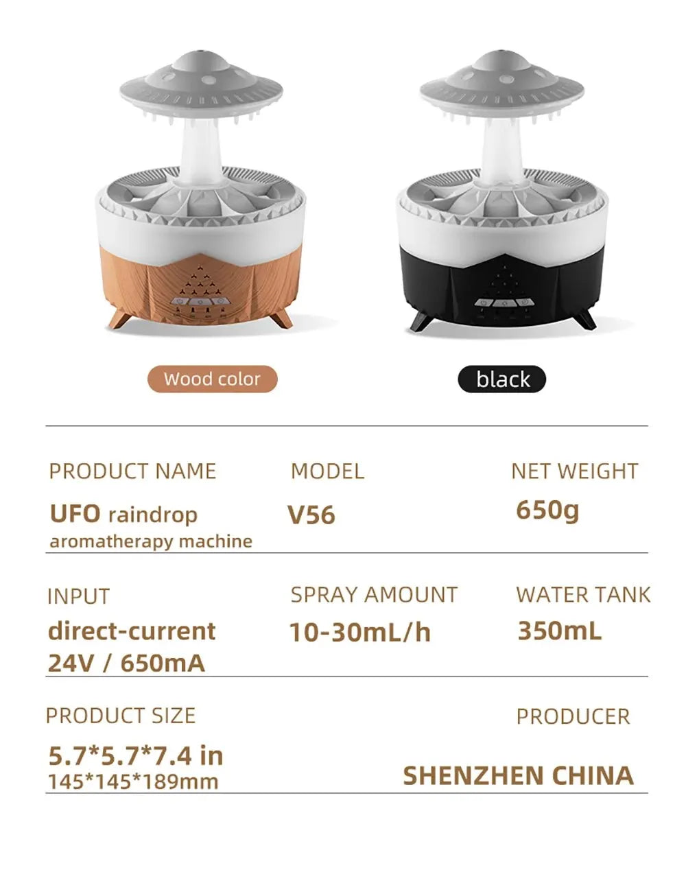 Aierwill ufo Air Humidifier Ultrasonic Aromatherapy Diffusers Mist Maker Fragrance Essential Oil Aroma Difusor Remote control