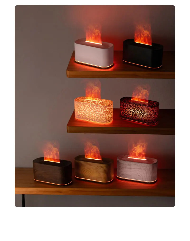 New Essential Oil Aromatherapy Diffuser Desktop Fine Water Mist Flame Humidifier 220ml USB Home Colorful Flame Aroma Diffuser