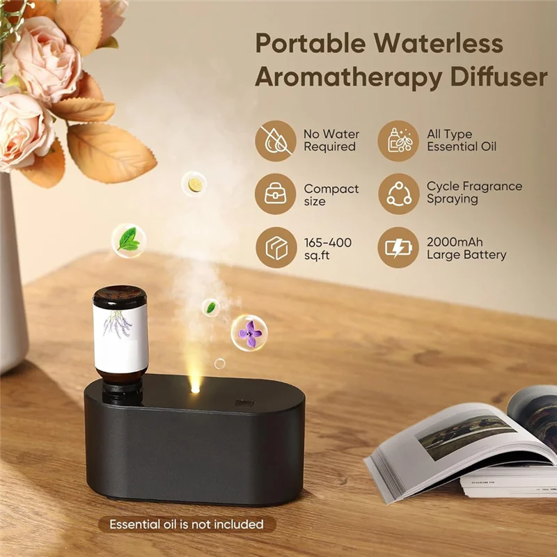 AD-Waterless Diffuser For Essential Oil Nebulizer,Mini Scent Air Machine, Aromatherapy Atomizing Diffuser