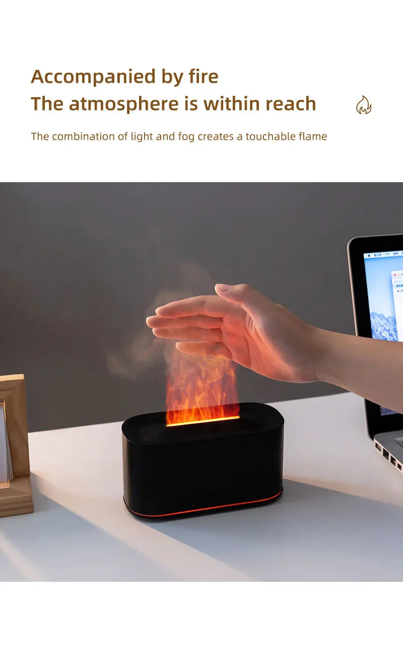 New Essential Oil Aromatherapy Diffuser Desktop Fine Water Mist Flame Humidifier 220ml USB Home Colorful Flame Aroma Diffuser