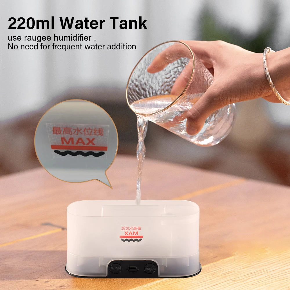 Aroma Diffuser Flame Air Humidifier USB Desktop for Household Bedroom Fragrance Essential Oil Diffuser with Colorful Night Light