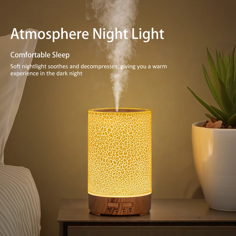 Essential Oil Diffuser Ultrasonic Aroma Diffuser Usb Power Supply Cool Mist Air Humidifier Crack Design With 7 Color Led Lights