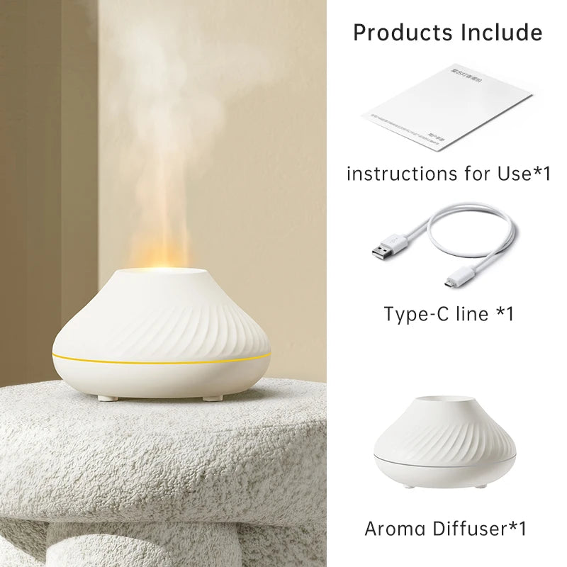 Vissko Flame Aroma Diffuser 130ML Essential Oil Diffusers USB Portable Air Humidifier With Color Night Light Realistic Fire