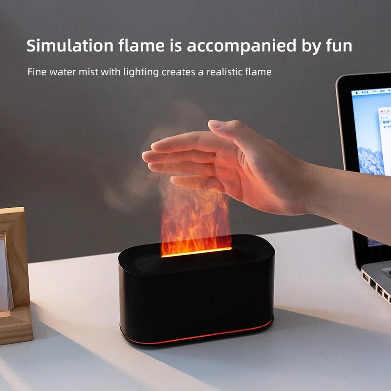 New Essential Oil Aromatherapy Diffuser Desktop Fine Water Mist Flame Humidifier 220ml USB Home Colorful Flame Aroma Diffuser