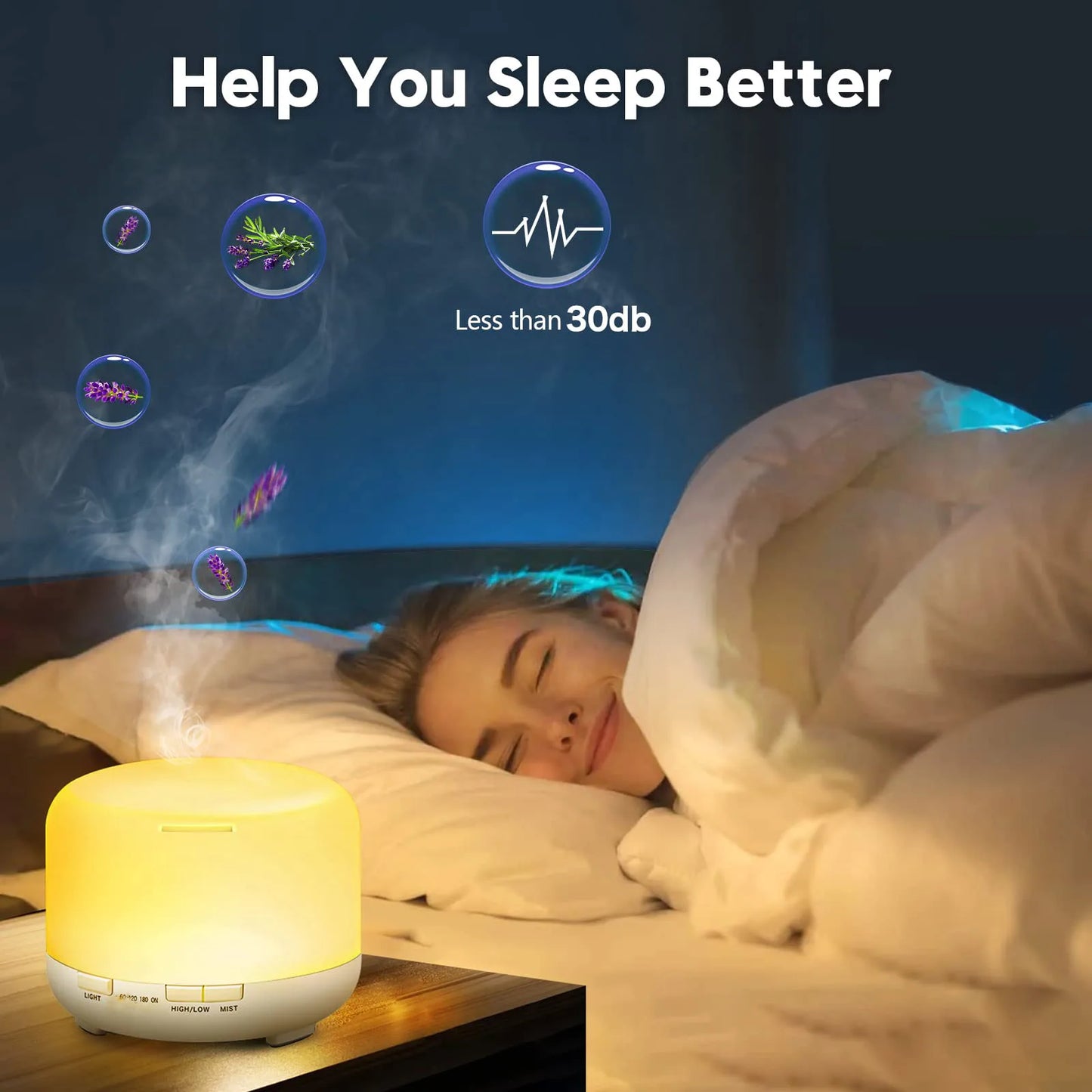 500ML Aromatherapy Oil Diffuser, Auto Shut Off (When Water Run Out) Essential Oil Aroma Diffuser Remote Control for Home Office