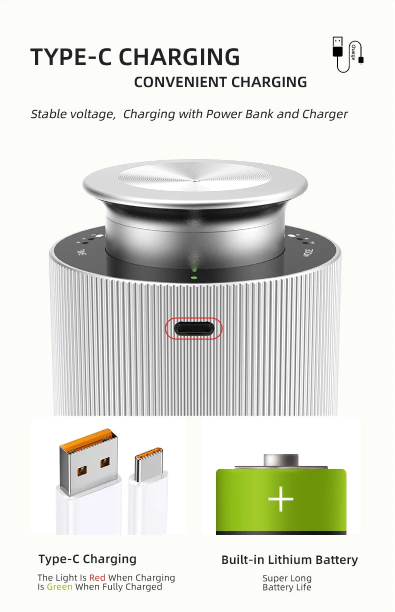 Car Air Freshener Device Essential Oil Diffuser For Home Office USB Rechargeable Diffuser Aluminium Alloys Aromatic Oil Diffuser