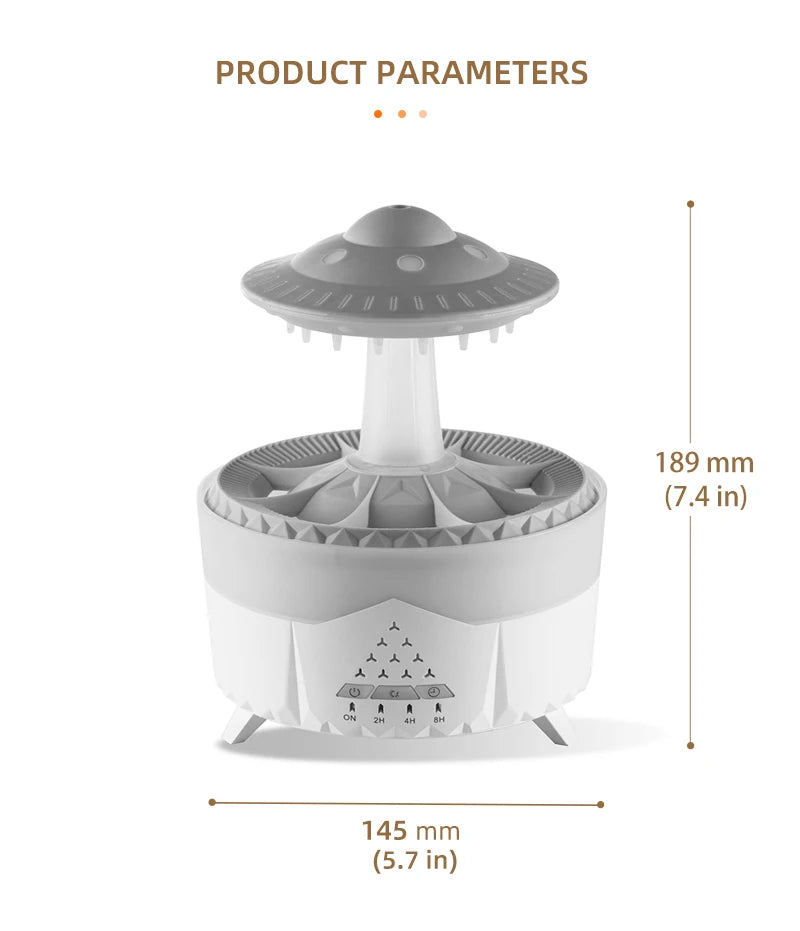 Creative UFO Aroma Diffuser Sprayer Air Humidifier with Water Mist Ring Works with Essential Oil Releases Fine Water Mists