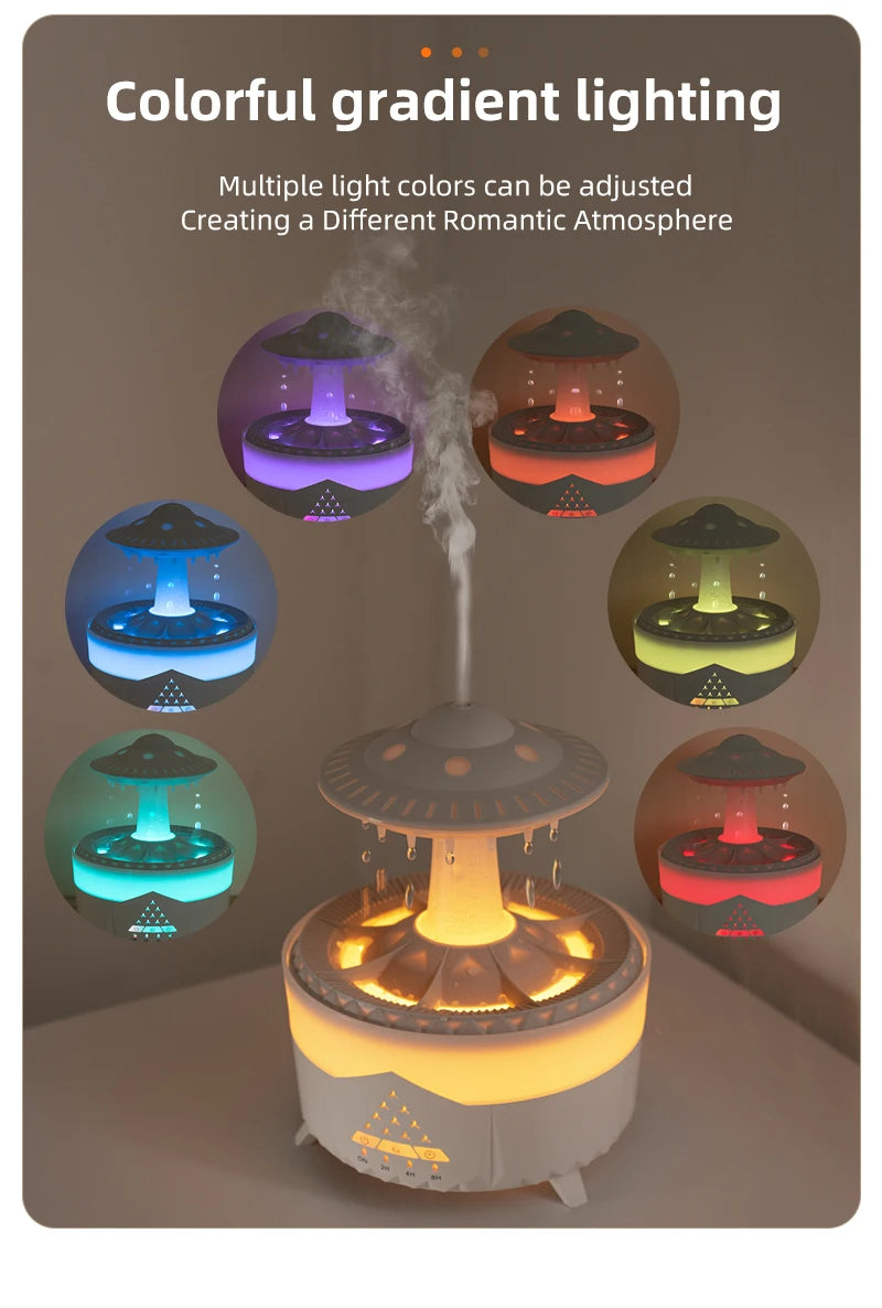 Creative UFO Aroma Diffuser Sprayer Air Humidifier with Water Mist Ring Works with Essential Oil Releases Fine Water Mists