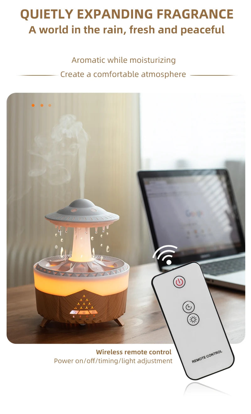 Creative UFO Aroma Diffuser Sprayer Air Humidifier with Water Mist Ring Works with Essential Oil Releases Fine Water Mists