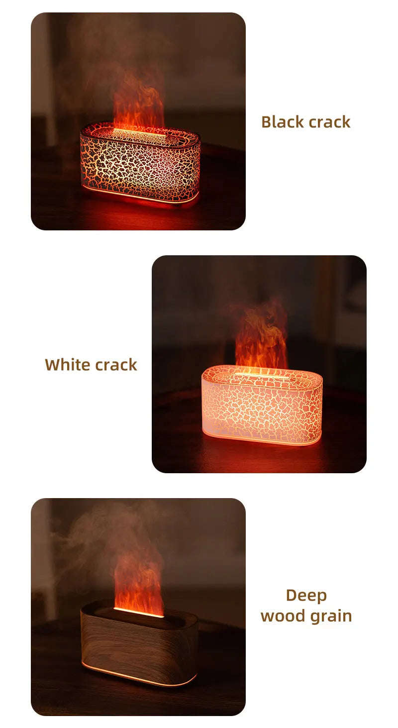New Essential Oil Aromatherapy Diffuser Desktop Fine Water Mist Flame Humidifier 220ml USB Home Colorful Flame Aroma Diffuser