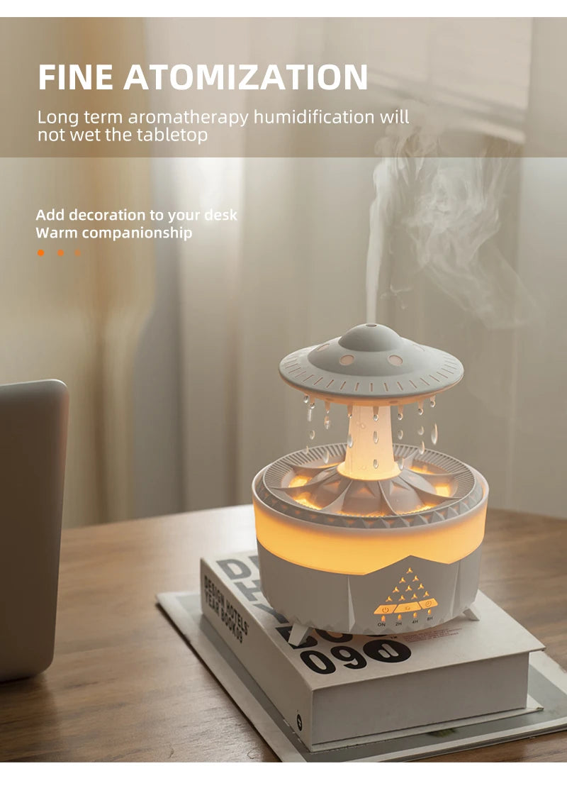 Creative UFO Aroma Diffuser Sprayer Air Humidifier with Water Mist Ring Works with Essential Oil Releases Fine Water Mists