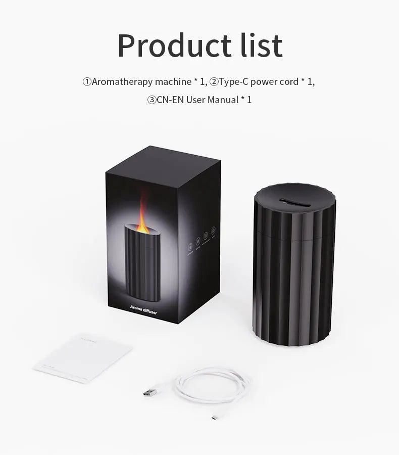 100ml Flame Aroma Diffuser USB Electric 3D Fire Air Car Humidifier Essential Oil Ultrasonic With Night Light For Desktop