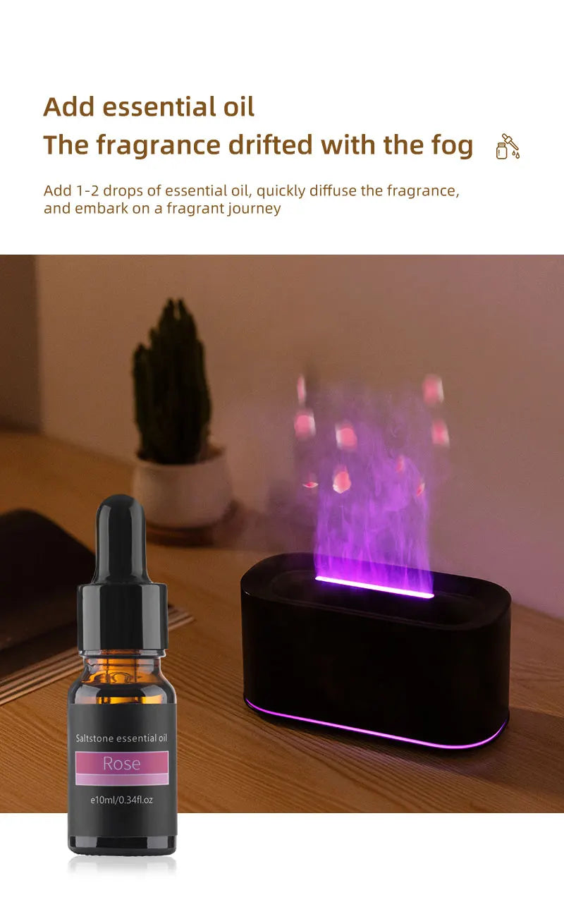 New Essential Oil Aromatherapy Diffuser Desktop Fine Water Mist Flame Humidifier 220ml USB Home Colorful Flame Aroma Diffuser