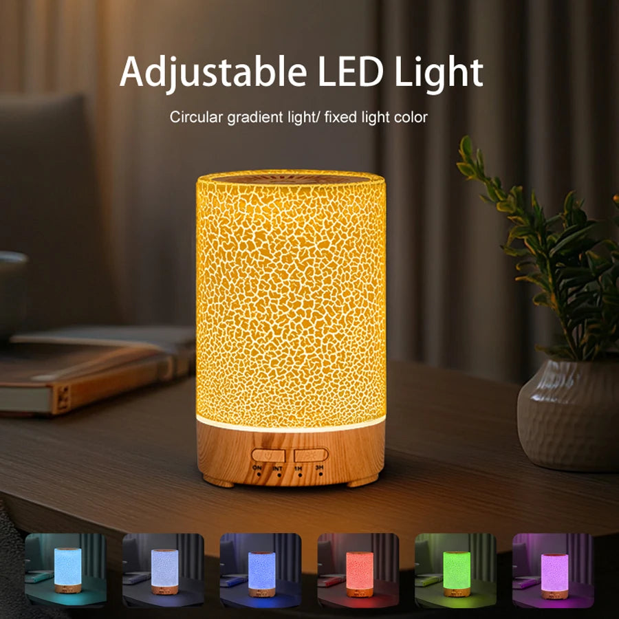 Essential Oil Diffuser Ultrasonic Aroma Diffuser Usb Power Supply Cool Mist Air Humidifier Crack Design With 7 Color Led Lights