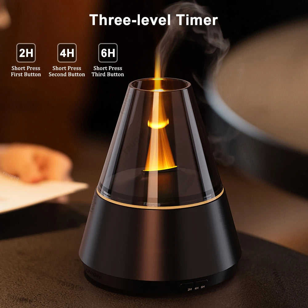 Flame Humidifier Essential Oil Diffuser Aroma Humidifier Fragrance Diffuser for Home Aromatherapy Diffuser with LED Night Light