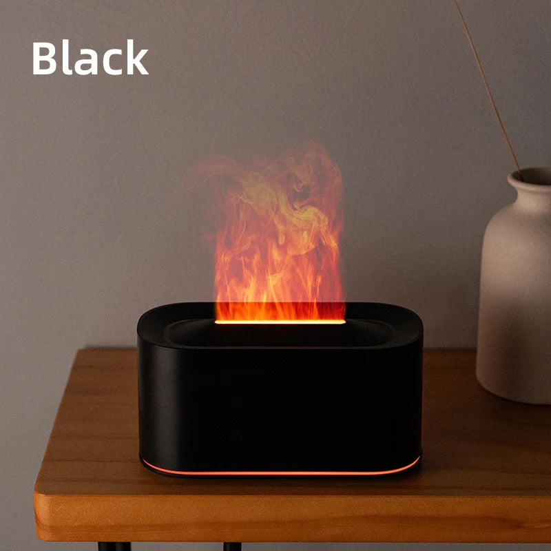 New Essential Oil Aromatherapy Diffuser Desktop Fine Water Mist Flame Humidifier 220ml USB Home Colorful Flame Aroma Diffuser