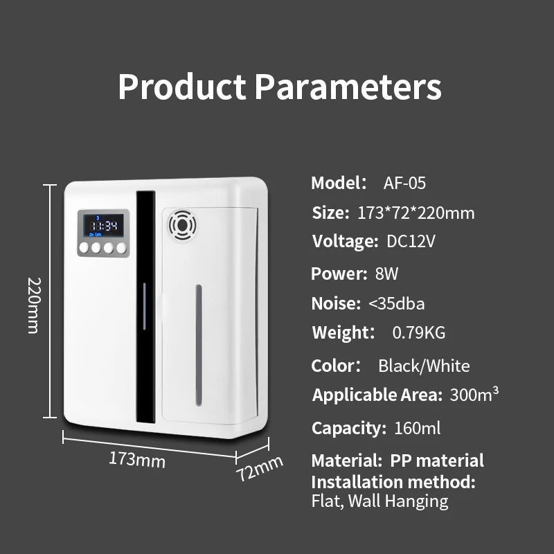 Bluetooth 200ml Home Hotel Smart Essential Oil Aromatherapy Machine Waterless Aroma Diffuser Wall-mounted Aromatherapy Machine
