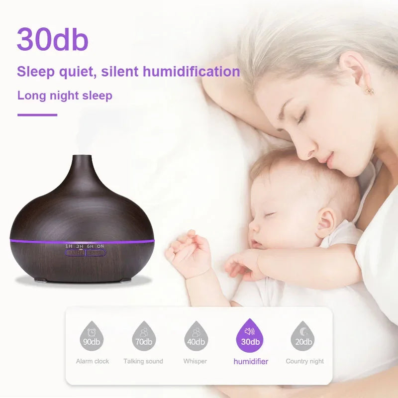 Essential Oil Aromatherapy Diffuser with Remote Control Ultrasonic Air Humidifier Vaporizer Auto-Off Safety-LED & Timer Settings
