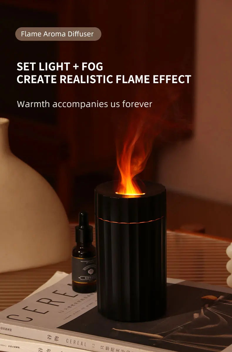 100ml Flame Aroma Diffuser USB Electric 3D Fire Air Car Humidifier Essential Oil Ultrasonic With Night Light For Desktop