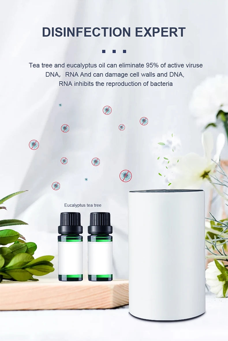 Waterless Essential Oil Aromatherapy Diffuser Office Desktop Portable Electric For Spa Home USB Rechargeable Car Air Freshener