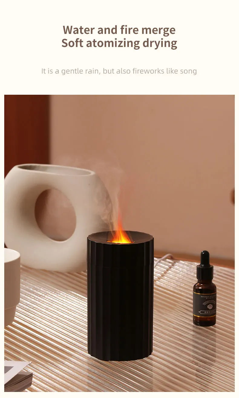 100ml Flame Aroma Diffuser USB Electric 3D Fire Air Car Humidifier Essential Oil Ultrasonic With Night Light For Desktop