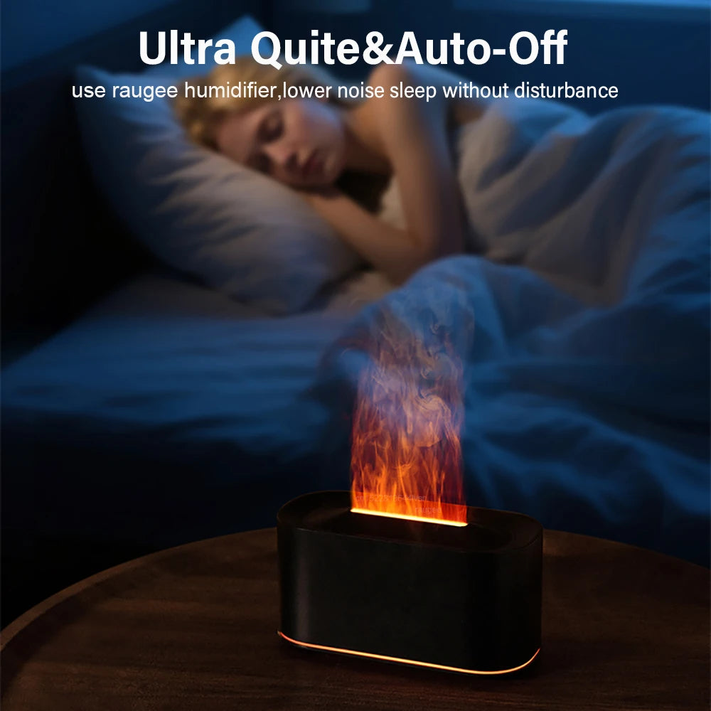 Aroma Diffuser Flame Air Humidifier USB Desktop for Household Bedroom Fragrance Essential Oil Diffuser with Colorful Night Light