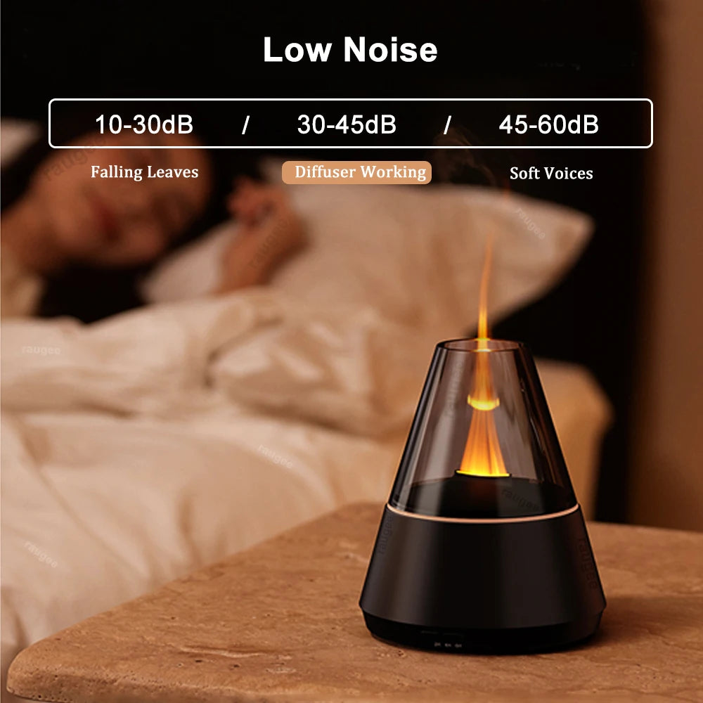 Flame Humidifier Essential Oil Diffuser Aroma Humidifier Fragrance Diffuser for Home Aromatherapy Diffuser with LED Night Light