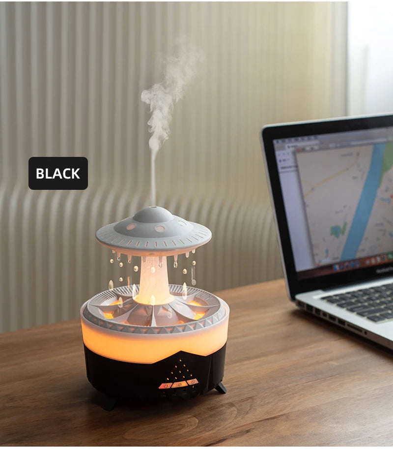 Creative UFO Aroma Diffuser Sprayer Air Humidifier with Water Mist Ring Works with Essential Oil Releases Fine Water Mists