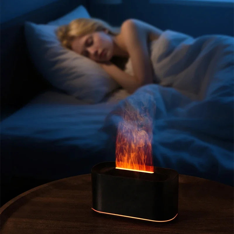 New Essential Oil Aromatherapy Diffuser Desktop Fine Water Mist Flame Humidifier 220ml USB Home Colorful Flame Aroma Diffuser