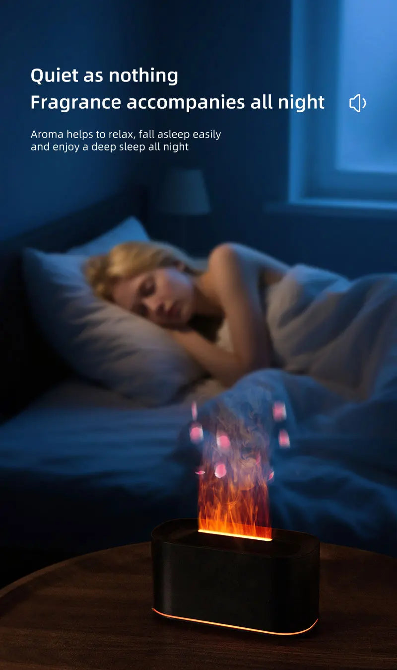 New Essential Oil Aromatherapy Diffuser Desktop Fine Water Mist Flame Humidifier 220ml USB Home Colorful Flame Aroma Diffuser