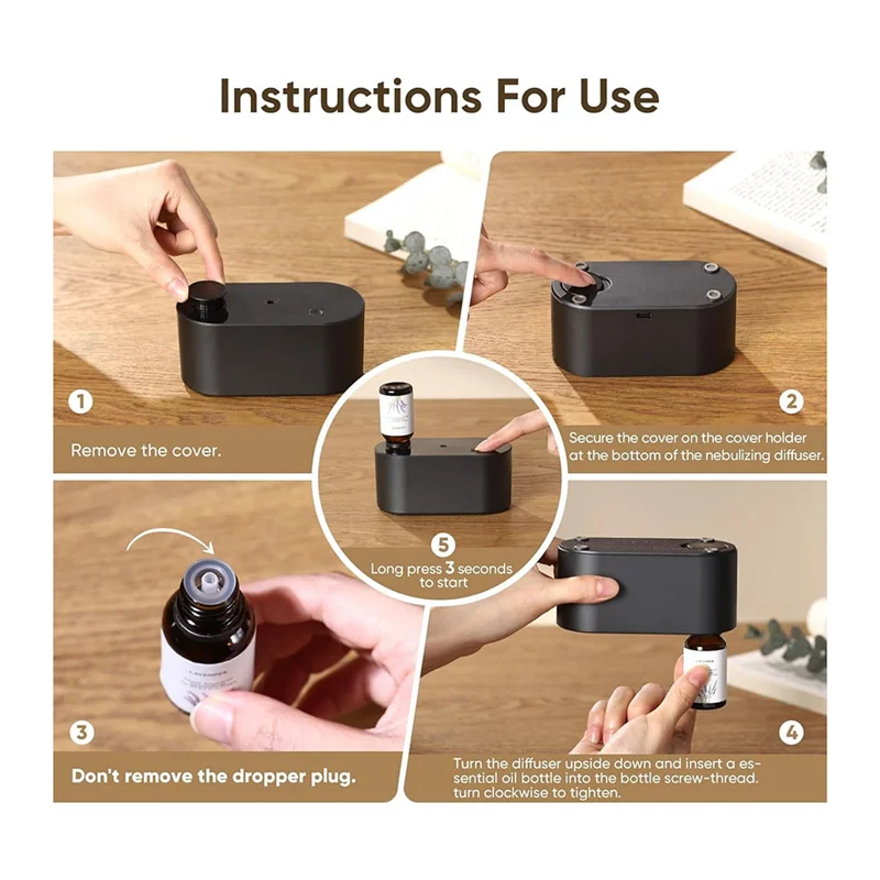 AD-Waterless Diffuser For Essential Oil Nebulizer,Mini Scent Air Machine, Aromatherapy Atomizing Diffuser