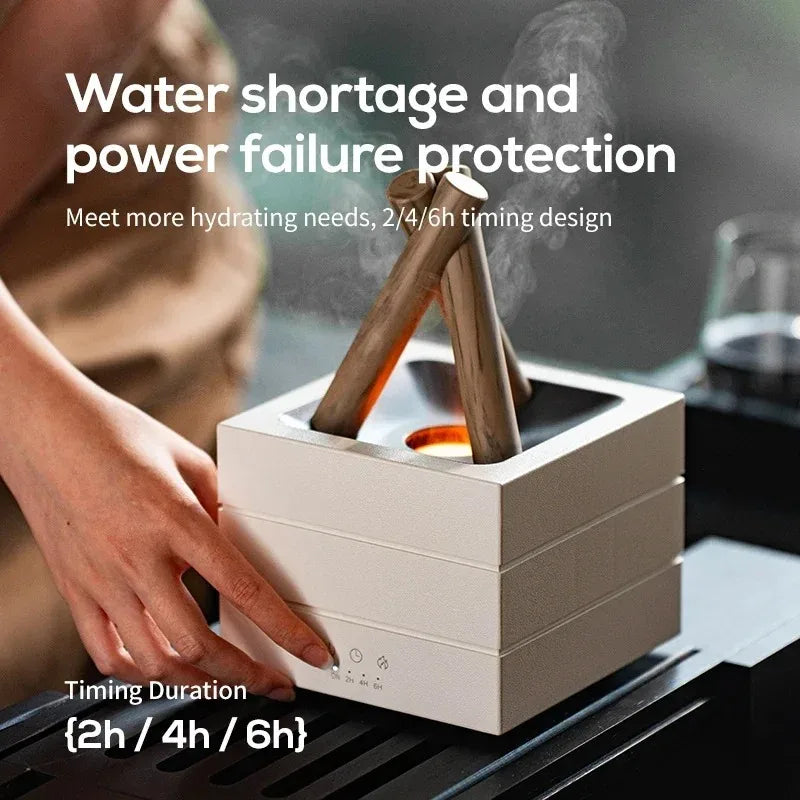 USB Flame Aroma Diffuser With Colorful Lights 280ml Large Fog Humidifier Timer Auto Power-Off Essential Oil Diffuser