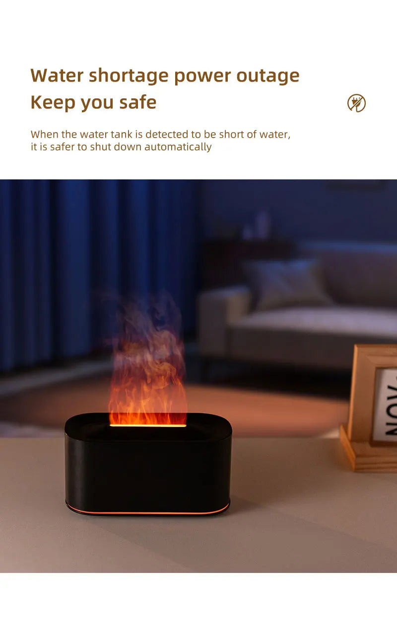 New Essential Oil Aromatherapy Diffuser Desktop Fine Water Mist Flame Humidifier 220ml USB Home Colorful Flame Aroma Diffuser