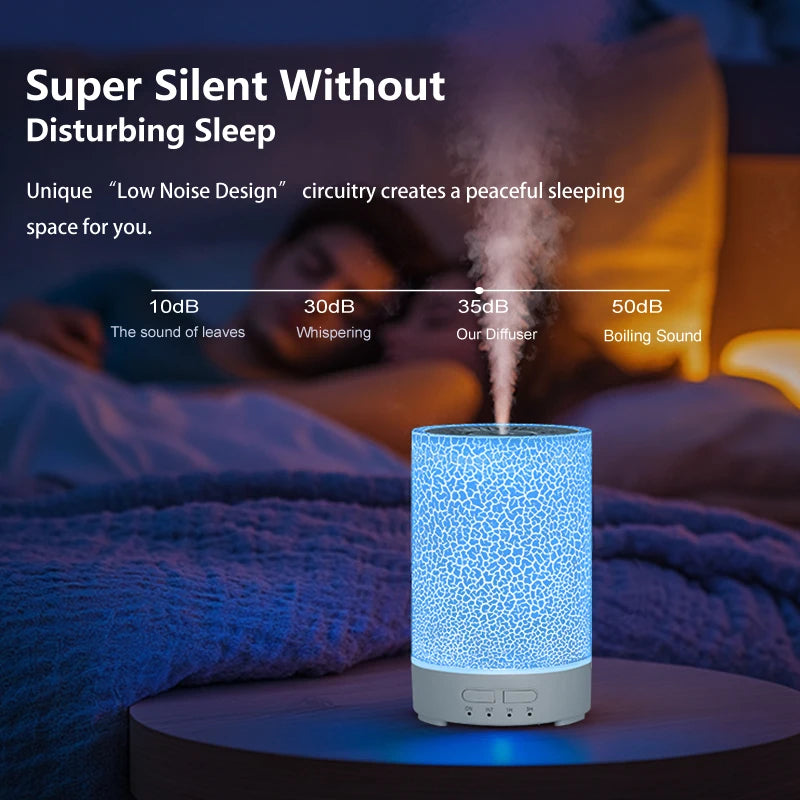 Essential Oil Diffuser Ultrasonic Aroma Diffuser Usb Power Supply Cool Mist Air Humidifier Crack Design With 7 Color Led Lights