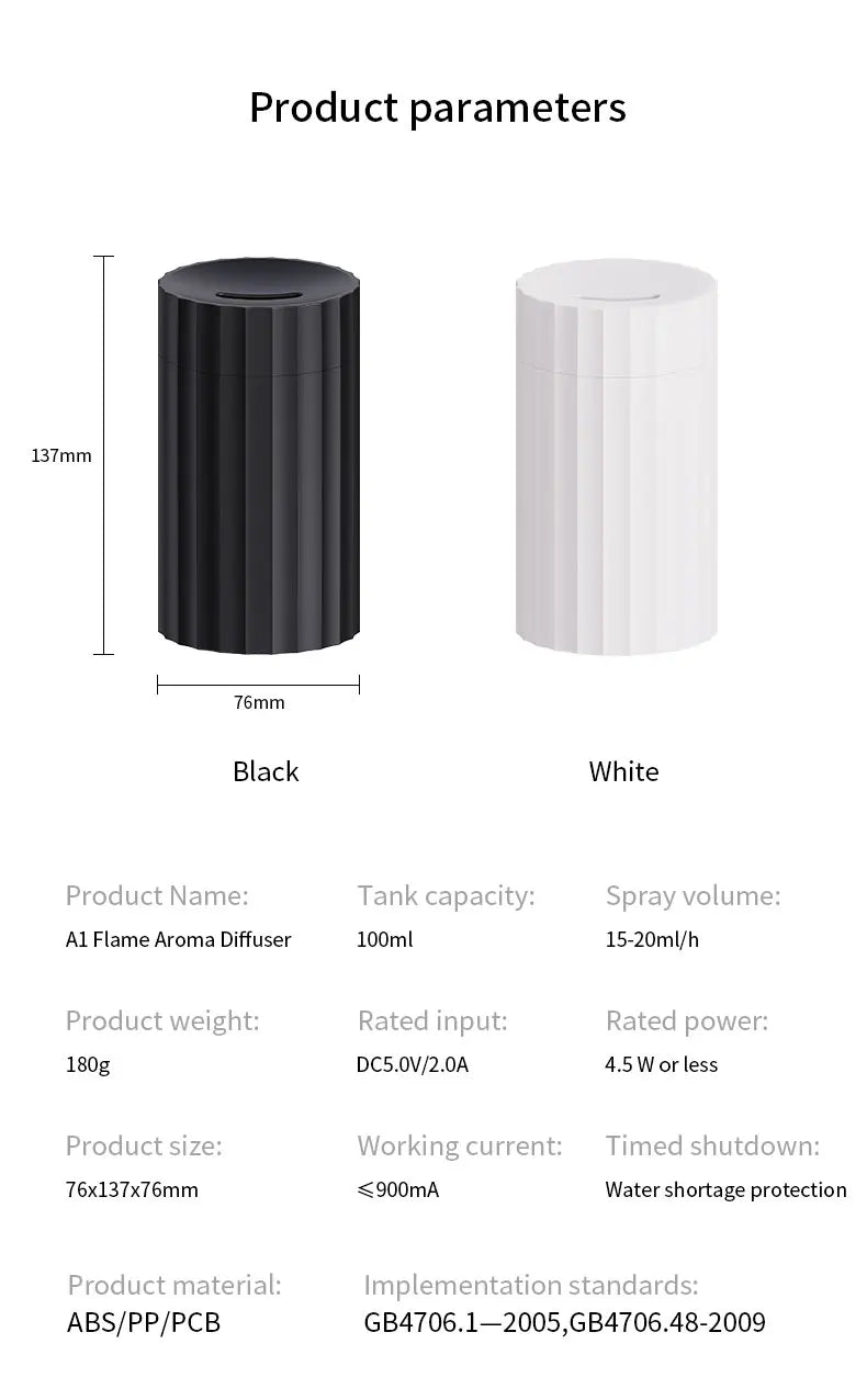 100ml Flame Aroma Diffuser USB Electric 3D Fire Air Car Humidifier Essential Oil Ultrasonic With Night Light For Desktop