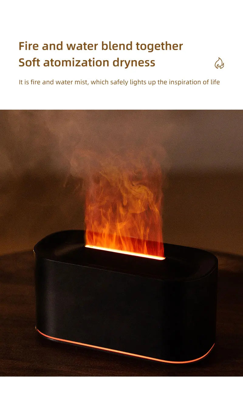 New Essential Oil Aromatherapy Diffuser Desktop Fine Water Mist Flame Humidifier 220ml USB Home Colorful Flame Aroma Diffuser