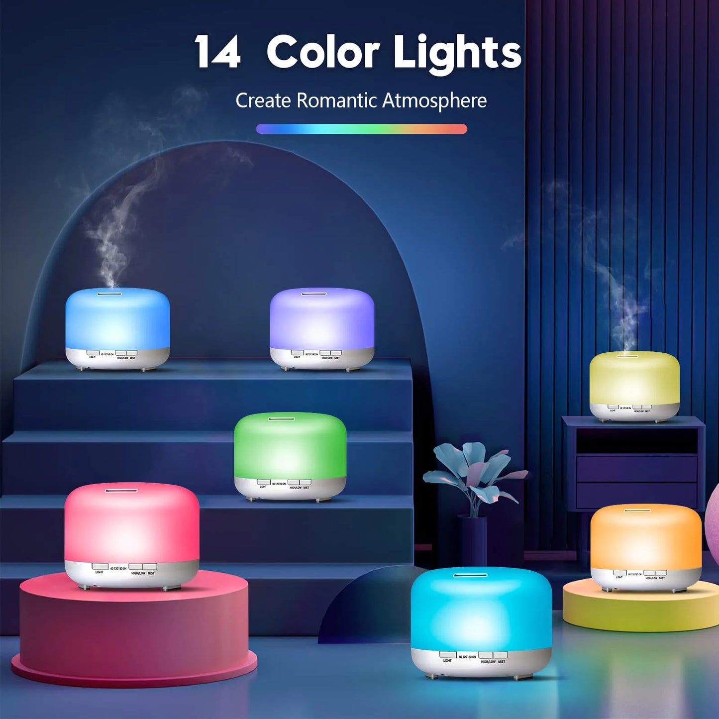 500ML Aromatherapy Oil Diffuser, Auto Shut Off (When Water Run Out) Essential Oil Aroma Diffuser Remote Control for Home Office