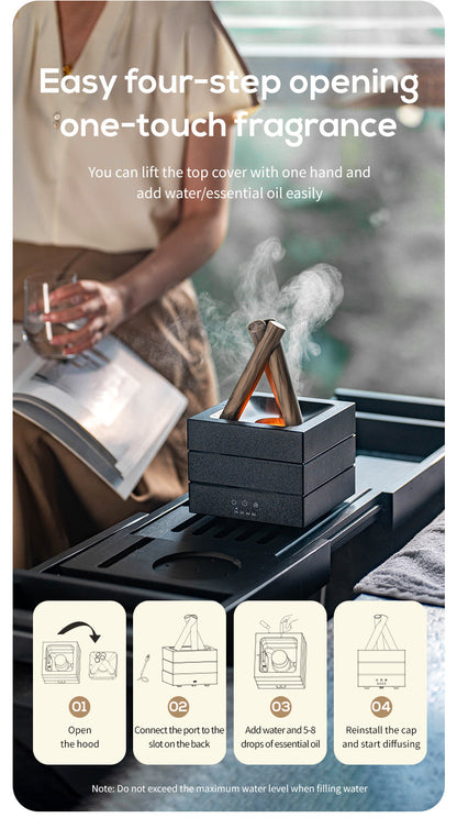 USB Flame Aroma Diffuser With Colorful Lights 280ml Large Fog Humidifier Timer Auto Power-Off Essential Oil Diffuser
