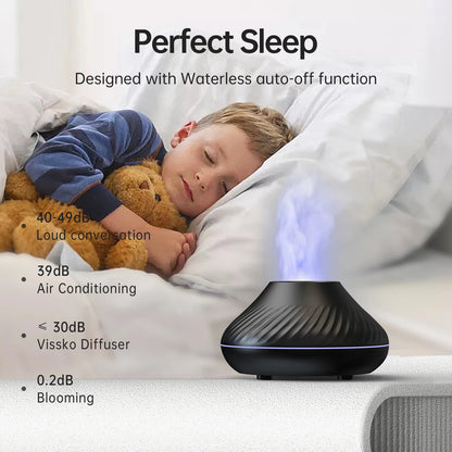 Vissko Flame Aroma Diffuser 130ML Essential Oil Diffusers USB Portable Air Humidifier With Color Night Light Realistic Fire