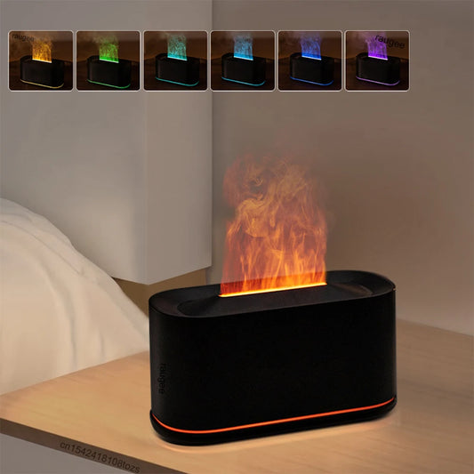 Aroma Diffuser Flame Air Humidifier USB Desktop for Household Bedroom Fragrance Essential Oil Diffuser with Colorful Night Light
