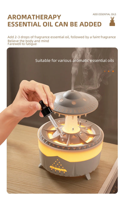 Creative UFO Aroma Diffuser Sprayer Air Humidifier with Water Mist Ring Works with Essential Oil Releases Fine Water Mists
