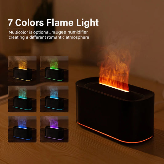 Aroma Diffuser Flame Air Humidifier USB Desktop for Household Bedroom Fragrance Essential Oil Diffuser with Colorful Night Light