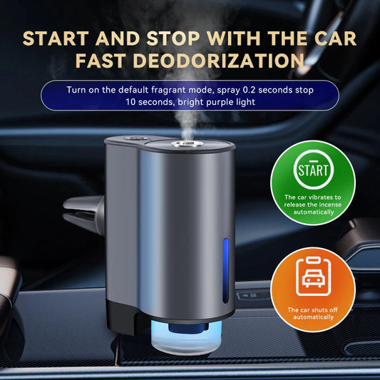 CAR Humidifier Essential Oil Diffuser Smart Car Air Aromatherapy Diffuser, Fragrance Car Air fresheners with Three Adjustable