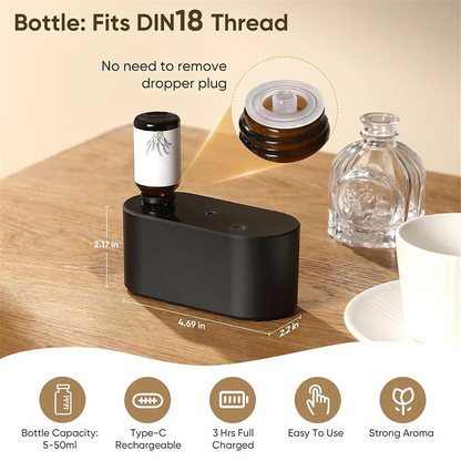 AD-Waterless Diffuser For Essential Oil Nebulizer,Mini Scent Air Machine, Aromatherapy Atomizing Diffuser